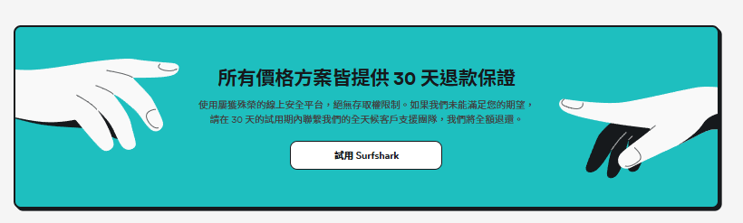 Surfshark免費試用30天